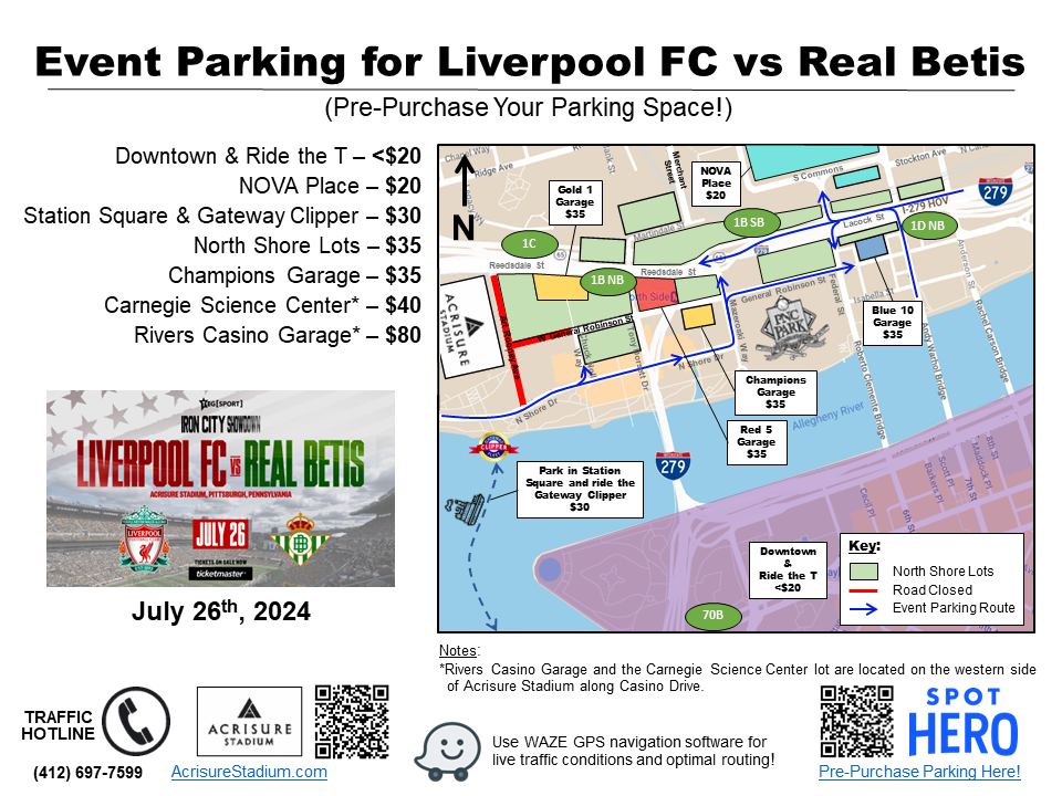 Event Parking for Soccer Match - Acrisure Stadium - No Boneyard Closure