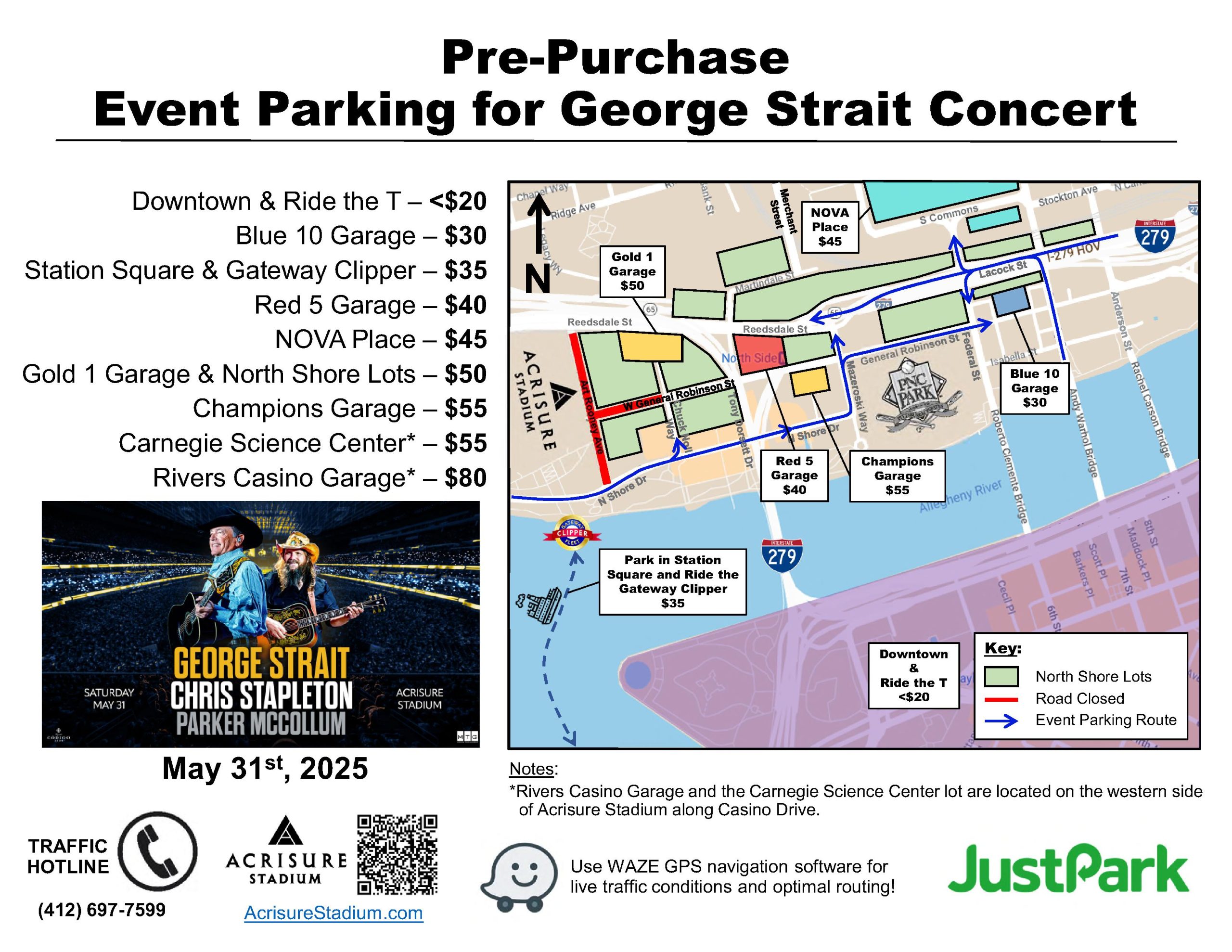 George Strait Event Parking Map - Acrisure Stadium - 05-31-2025